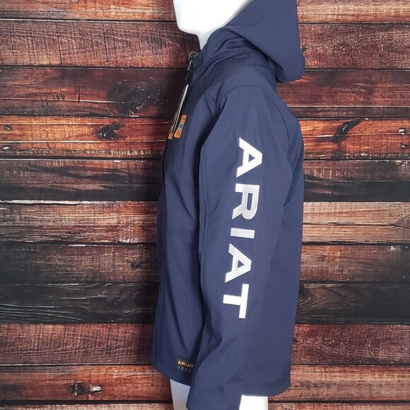 Ariat Mens Large Tall 10041629 Rebar Stretch Softshell Logo Jacket Navy - Picture 5 of 8